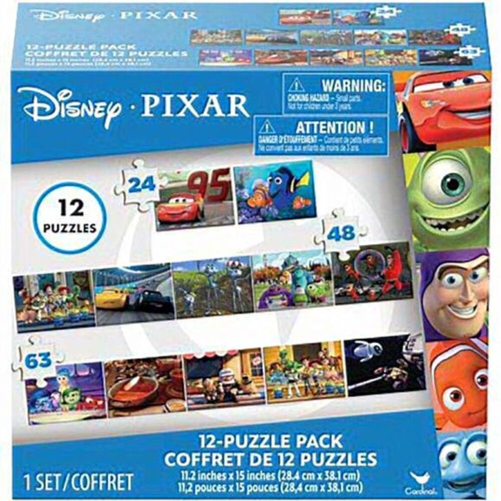 Disney Pixar Puzzle 12 Pack‎ Toy Story Cars Wall-E Nemo & More New!